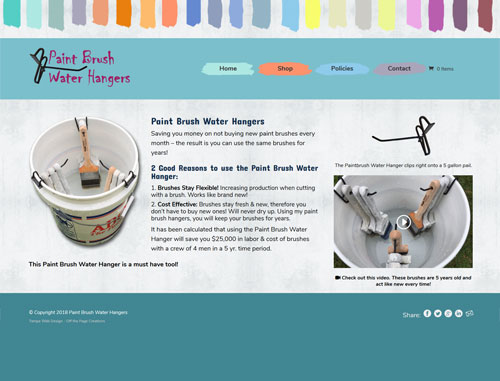Paintbrush Water Hangers Ecommerce Website